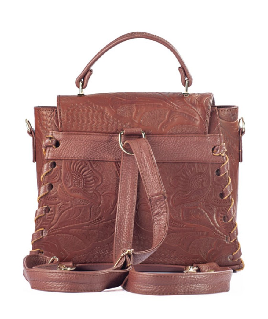 Bags Angel Lozano | Pink Engraved Leather Brown