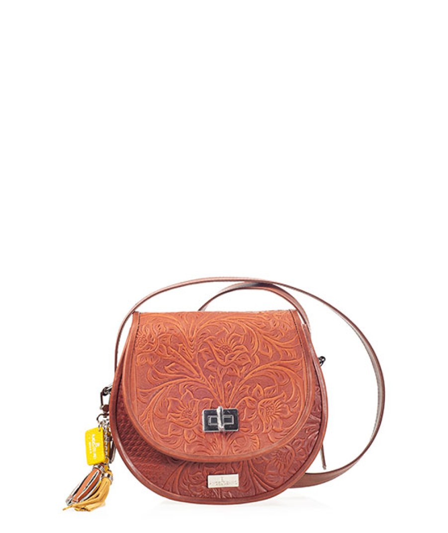 Bags Angel Lozano | Natalia Engraved Leather Brown