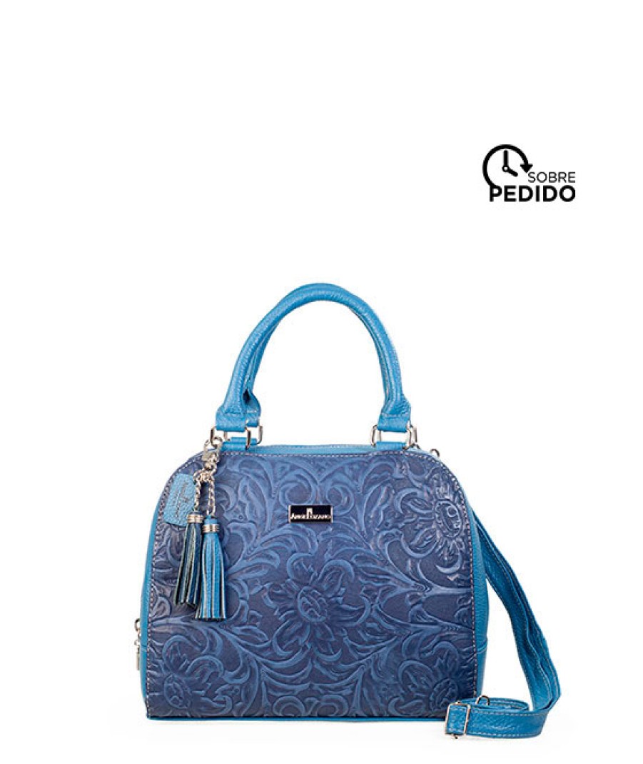 Bags Angel Lozano | Elsa Blue Engraved Leather