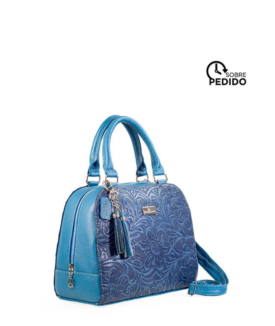 Bags Angel Lozano | Elsa Blue Engraved Leather