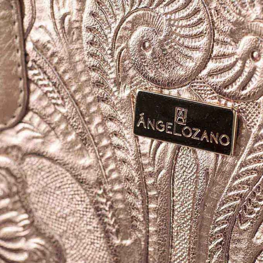 Bags Angel Lozano | Citlali Rose Gold Engraved Leather