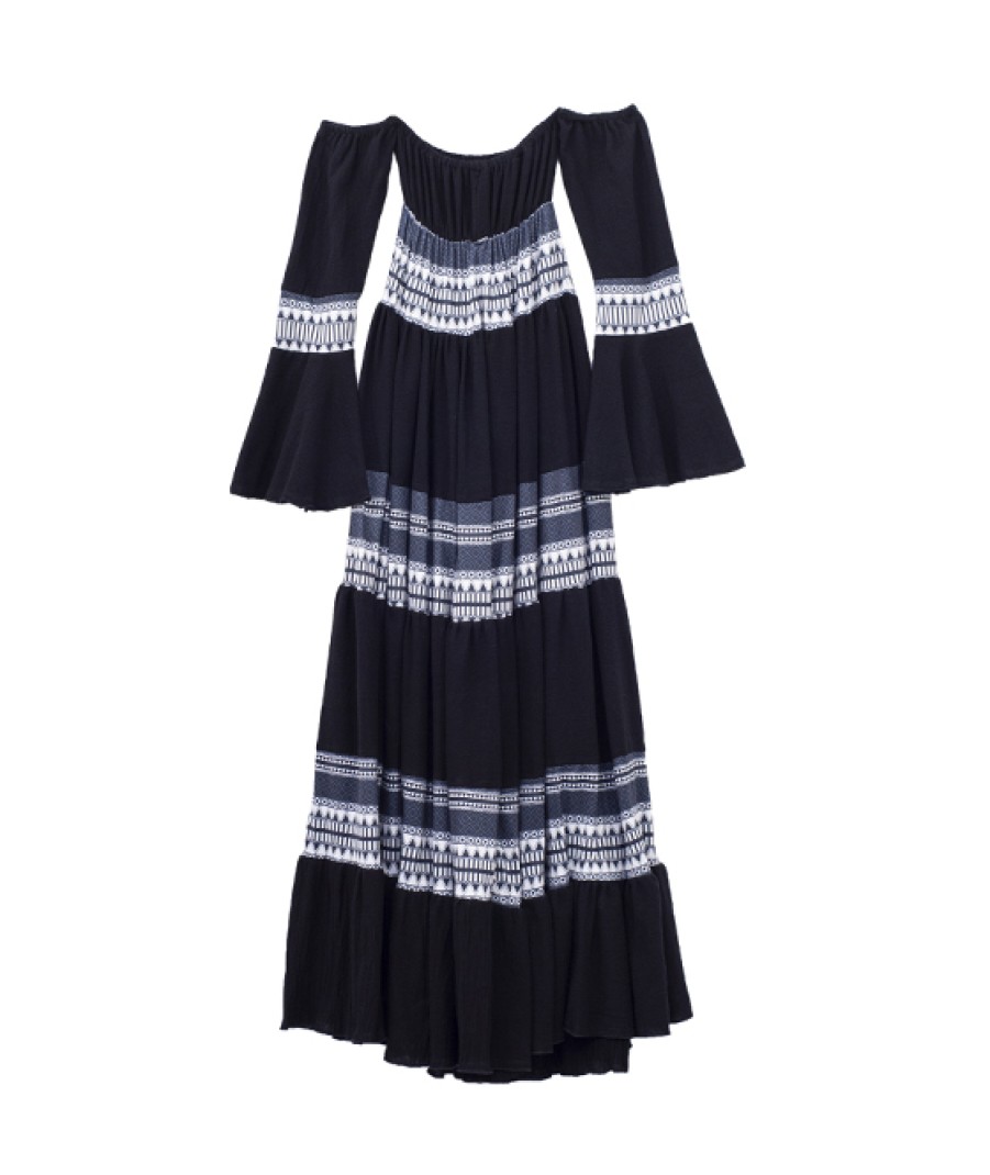 Clothing Angel Lozano | Black Washed Blanket Bardot Dress Al-W29