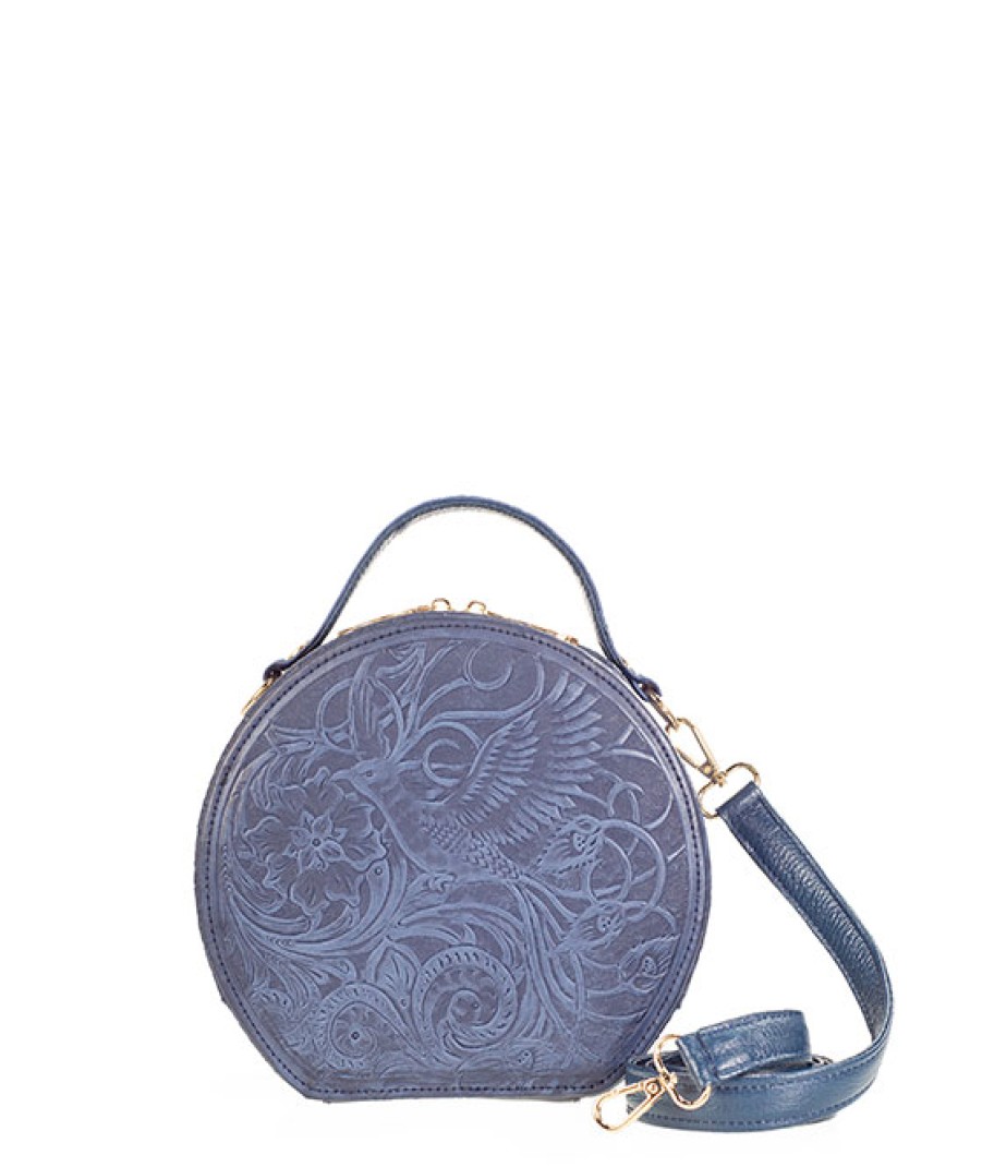 Bags Angel Lozano | Quetzal Blue Engraved Leather