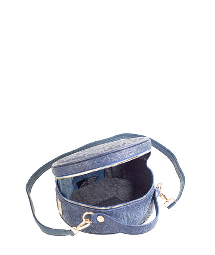 Bags Angel Lozano | Quetzal Blue Engraved Leather