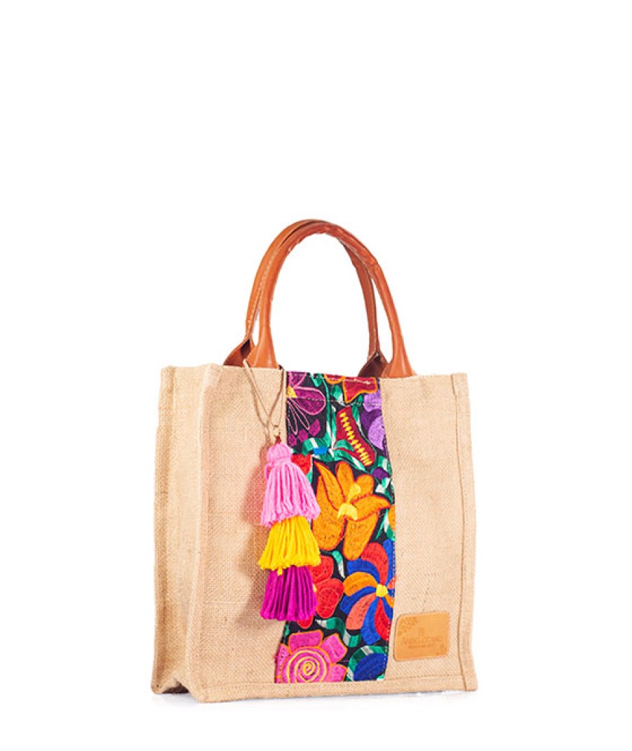 Bags Angel Lozano | Marimar Jute Loom Flowers Beige Girl