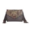 Bags Angel Lozano | Aurora Engraved Leather Painted Brown