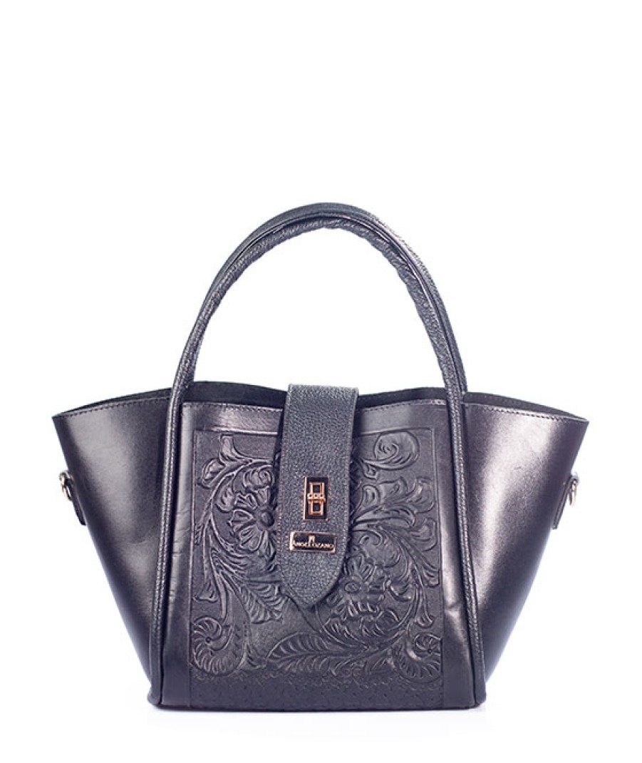 Bags Angel Lozano | Alexa Engraved Leather Black