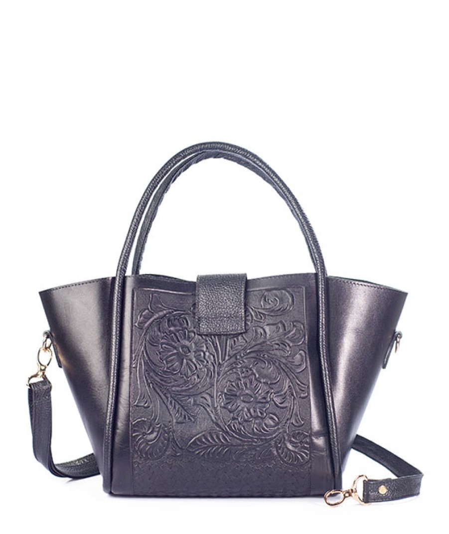 Bags Angel Lozano | Alexa Engraved Leather Black