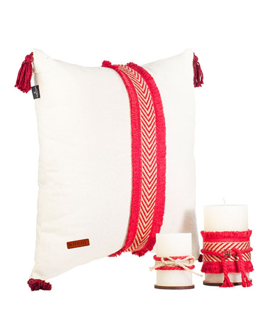 Cojines Angel Lozano | Red Jute Cushion And Candle Kit