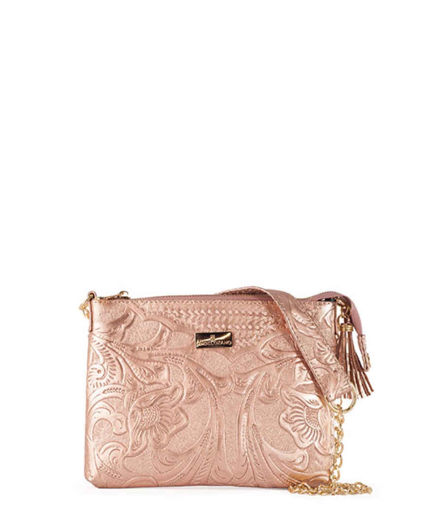 Bags Angel Lozano | Sand Engraved Leather Rose Gold