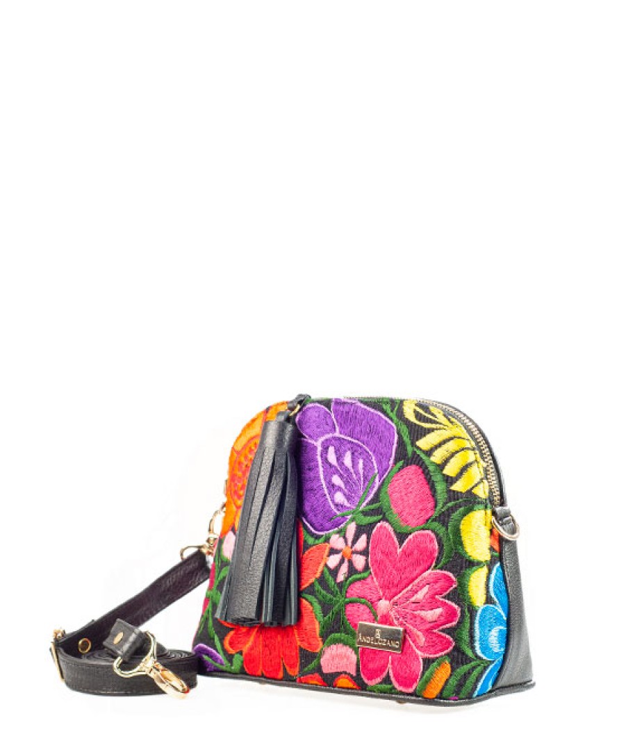 Bags Angel Lozano | Selena Leather Loom Flowers Black