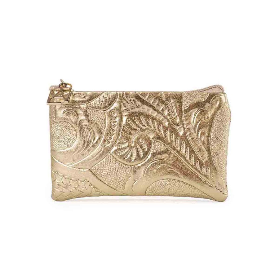 Accessories Angel Lozano | Boy'S Gold Engraved Leather Purse