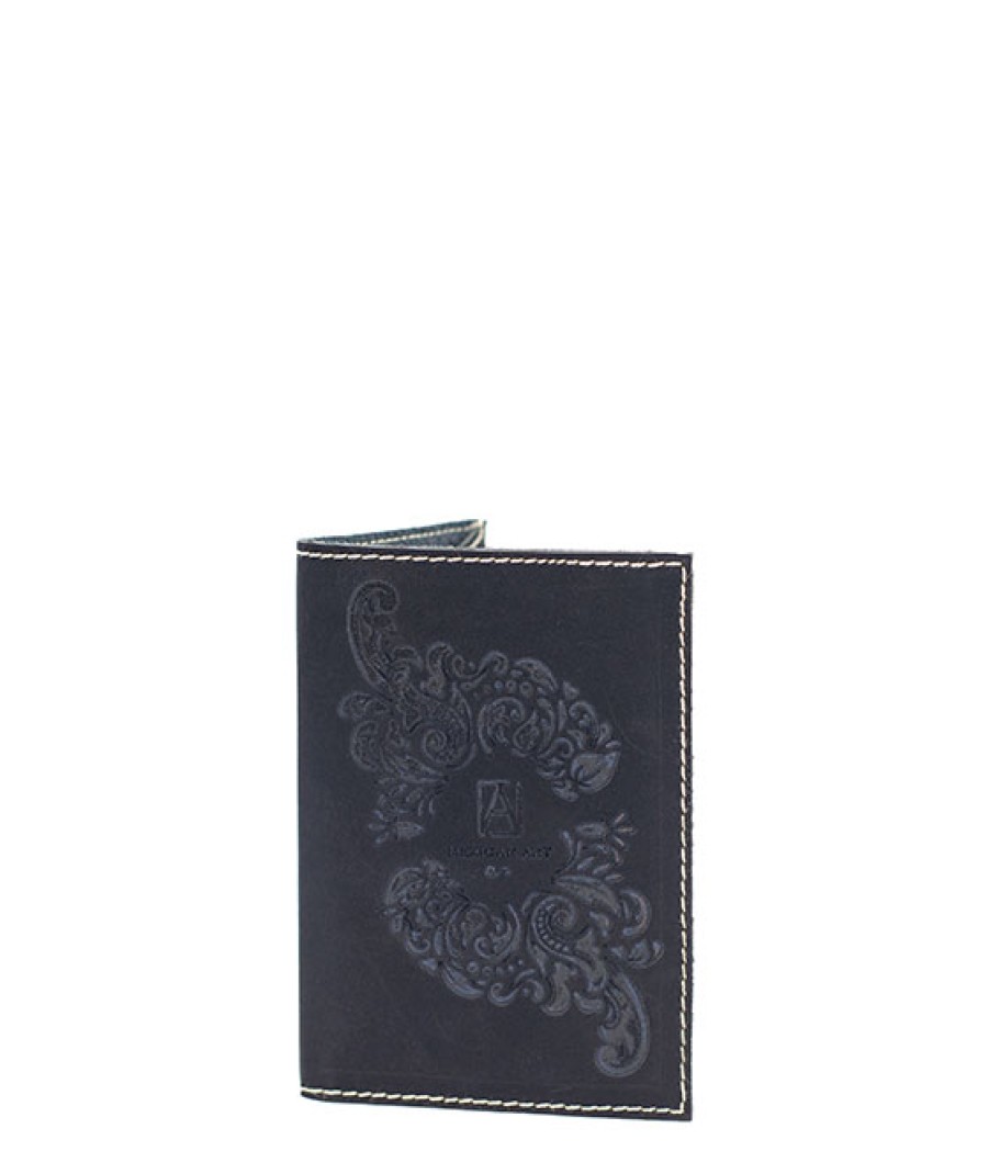 Accessories Angel Lozano | Engraved Leather Passport Holder Black