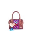 Bags Angel Lozano | Alix Engraved Leather Rhombus Loom Brown