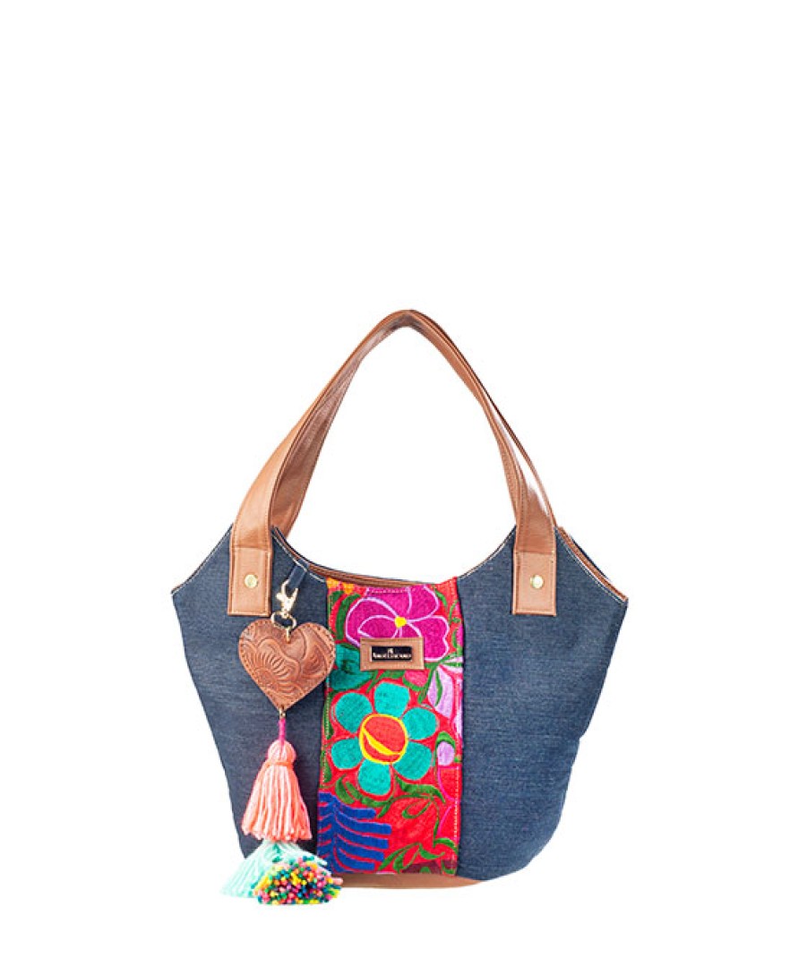 Bags Angel Lozano | Diana Mezclilla Loom Flowers Blue