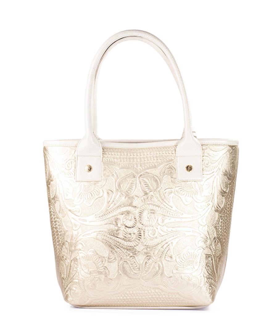 Bags Angel Lozano | Soraya Engraved Leather Gold