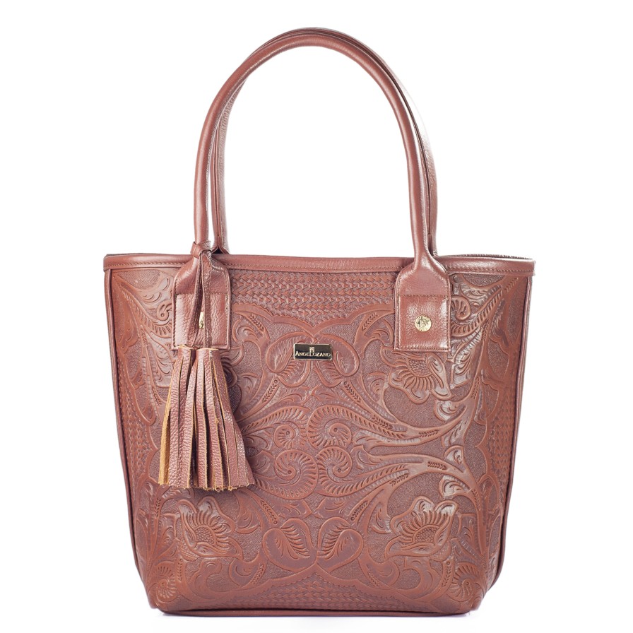 Bags Angel Lozano | Soraya Engraved Leather Brown