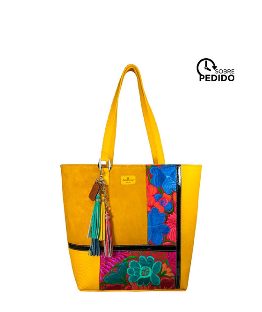 Bags Angel Lozano | Victoria Leather Loom Flowers Yellow