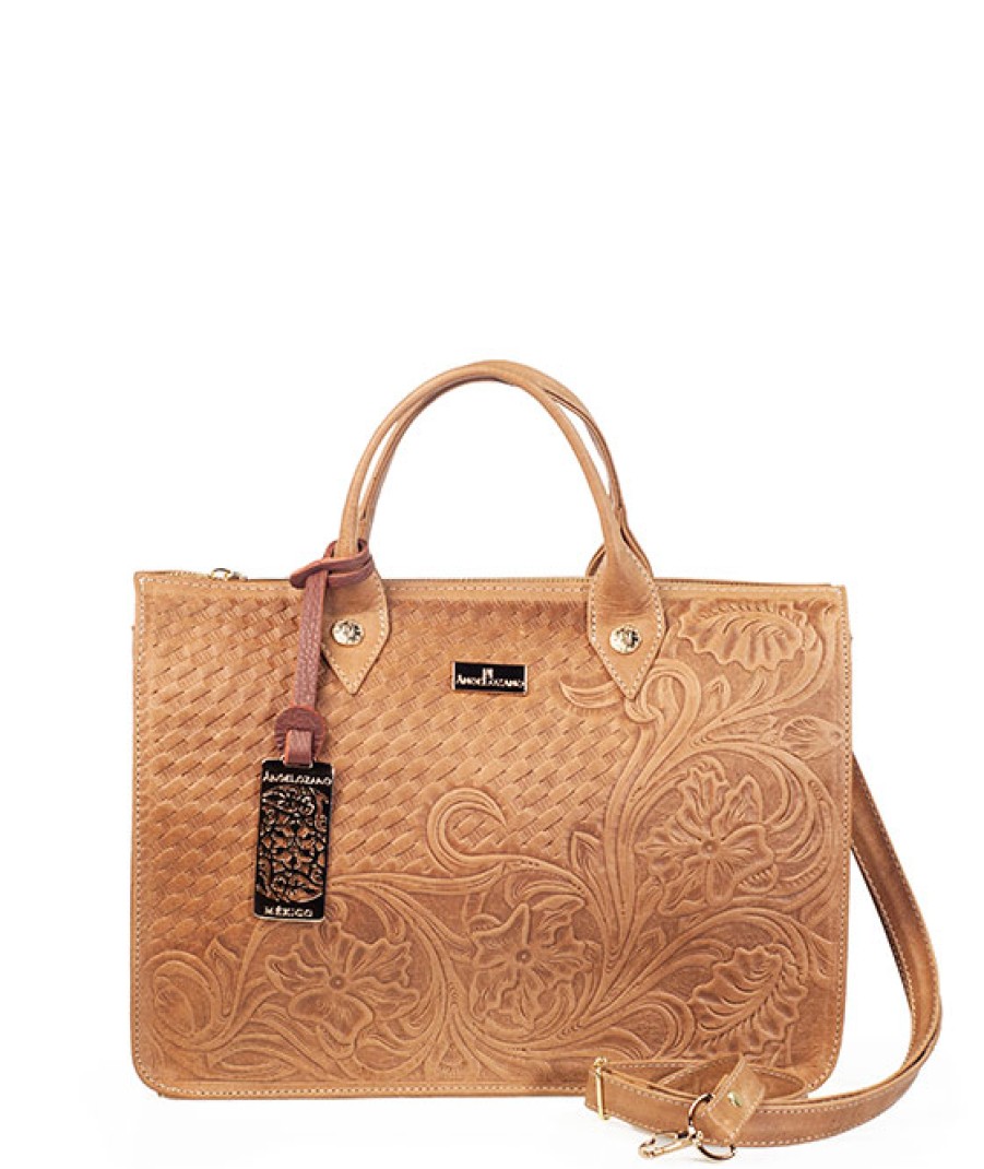 Bags Angel Lozano | Adela Engraved Leather Camel