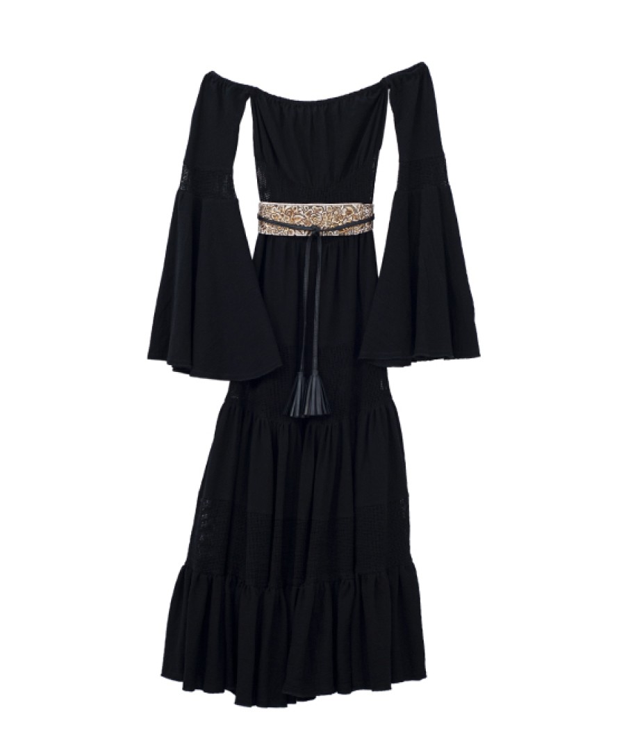 Clothing Angel Lozano | Black Bardot Dress Al-W29