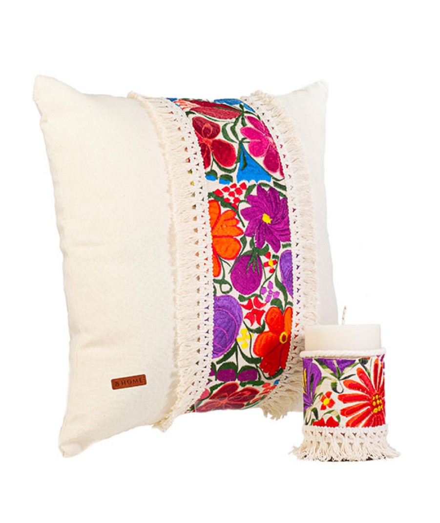 Cojines Angel Lozano | Bone Flowers Loom Cushion & Candle Kit