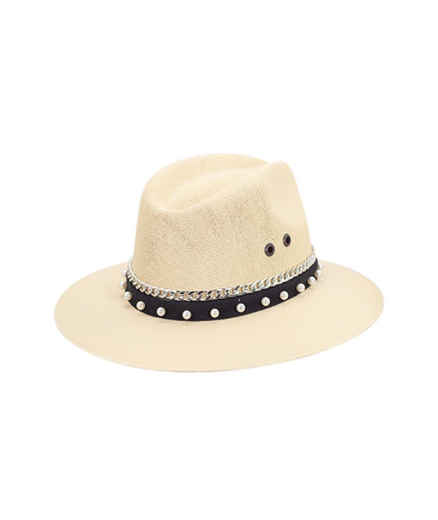 Accessories Angel Lozano | Ladies Beige Pearls Hat