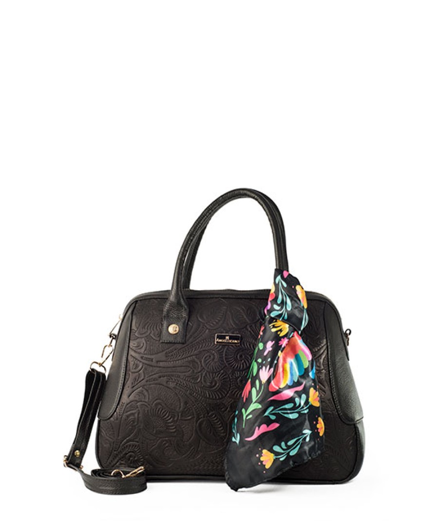 Bags Angel Lozano | Sugey Engraved Leather Black