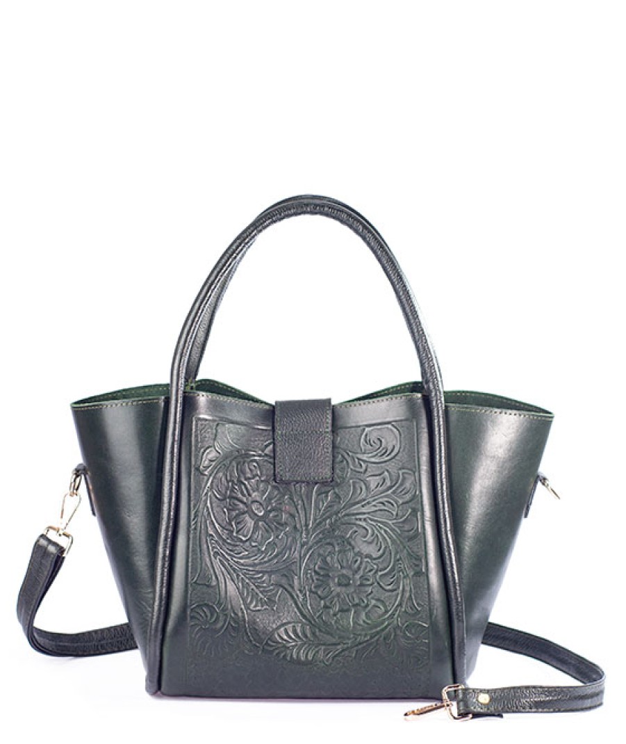 Bags Angel Lozano | Alexa Green Engraved Leather