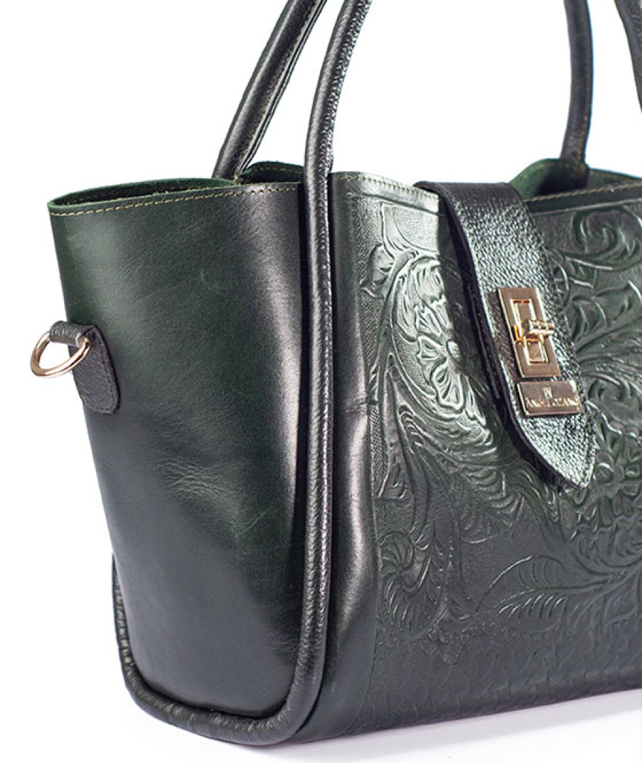 Bags Angel Lozano | Alexa Green Engraved Leather