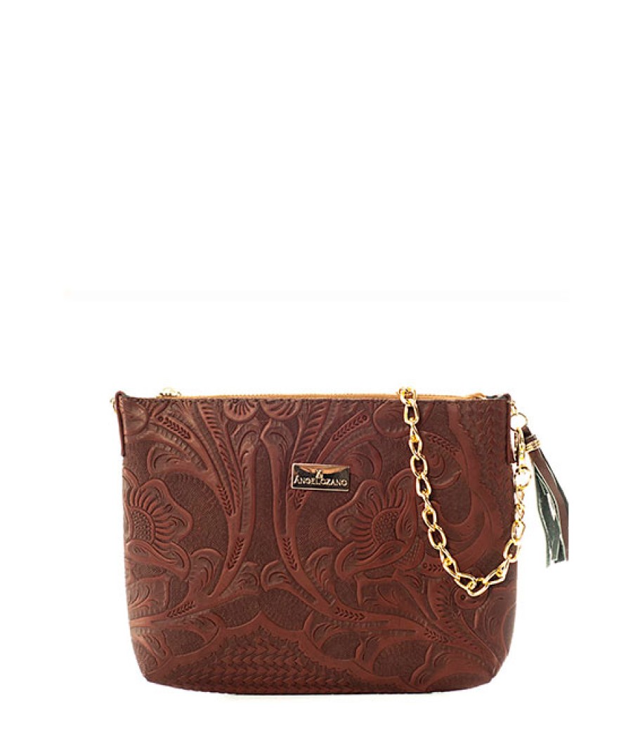 Bags Angel Lozano | Sand Engraved Leather Brown