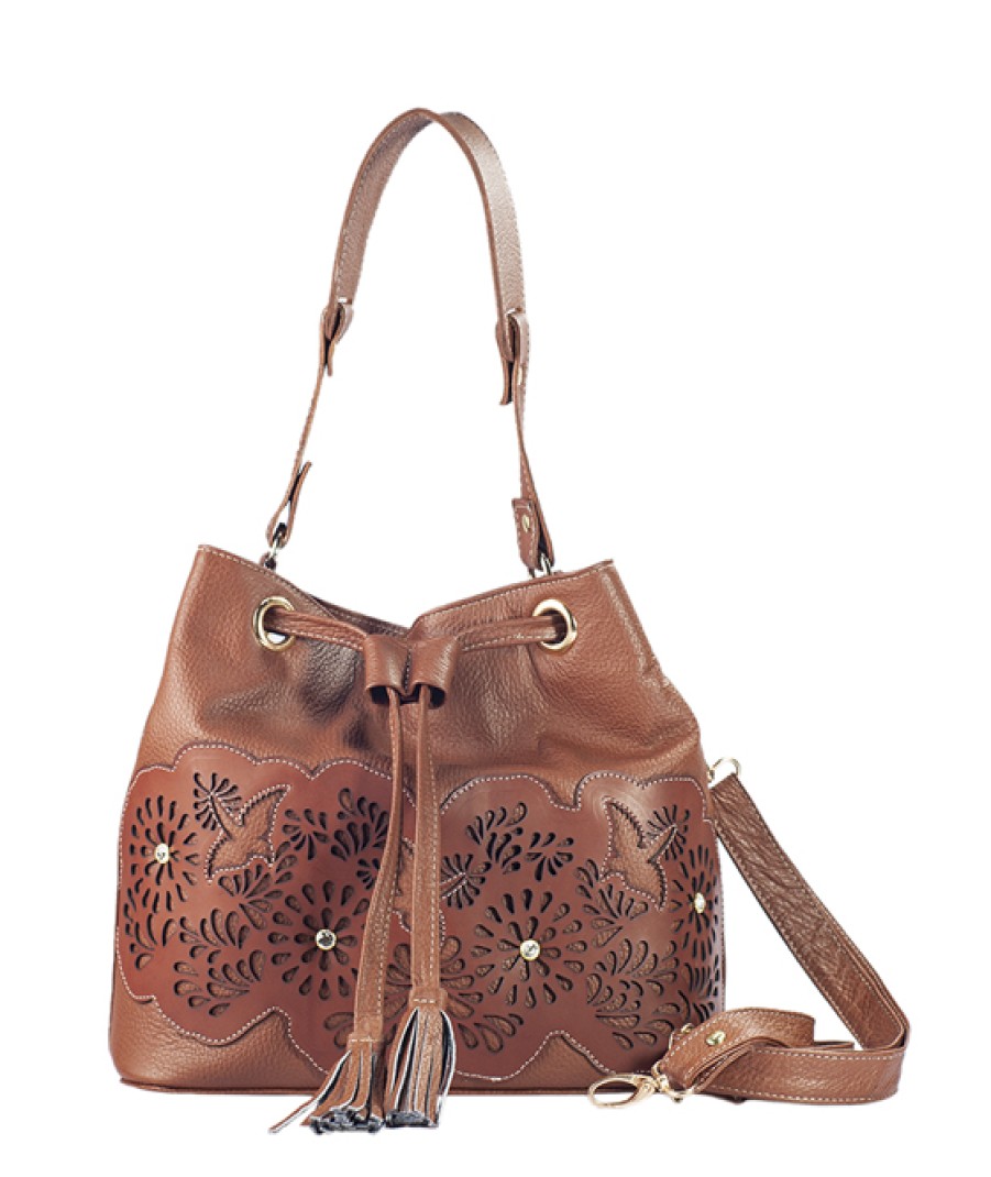 Bags Angel Lozano | Laura Laser Cut Leather Camel