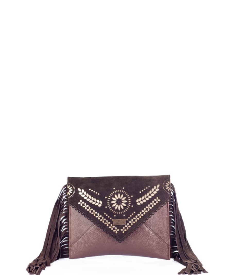 Bags Angel Lozano | Aurora Leather Laser Cut Brown