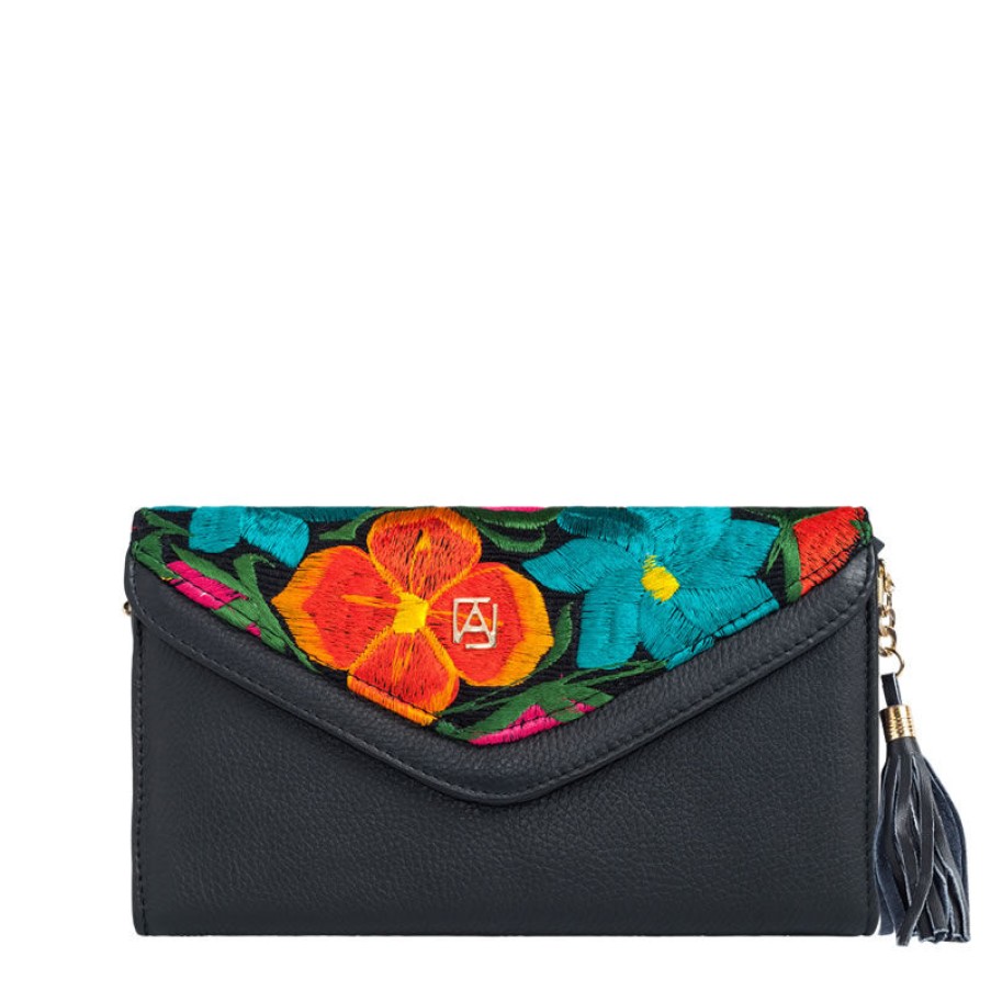 Bags Angel Lozano | Valentina Piel Telar Flores Negro