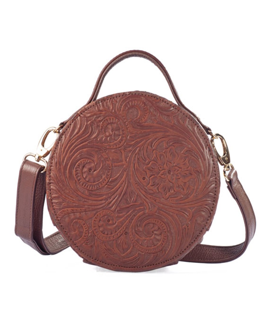 Bags Angel Lozano | Quetzal Engraved Leather Painted Brown