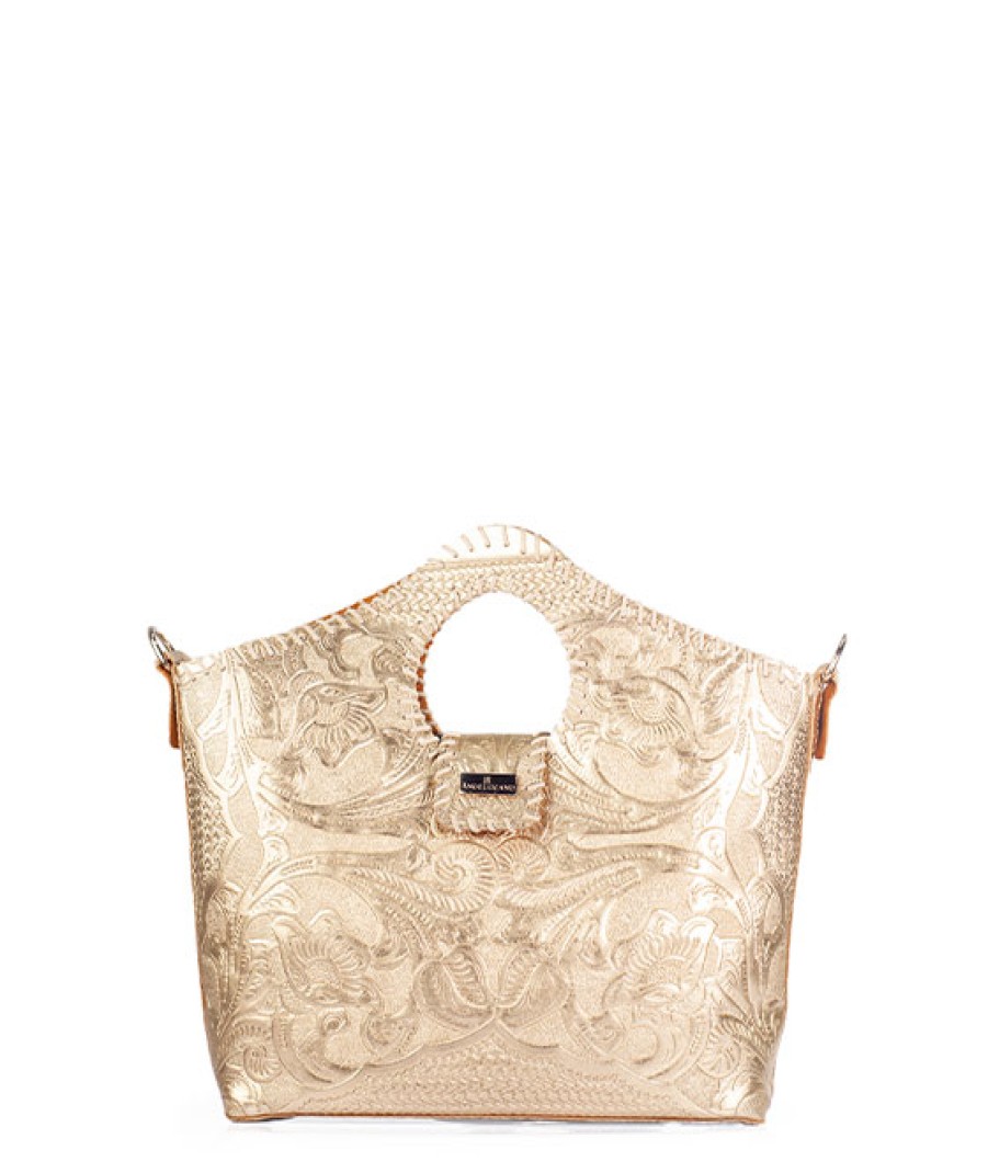 Bags Angel Lozano | Teresa Engraved Leather Gold