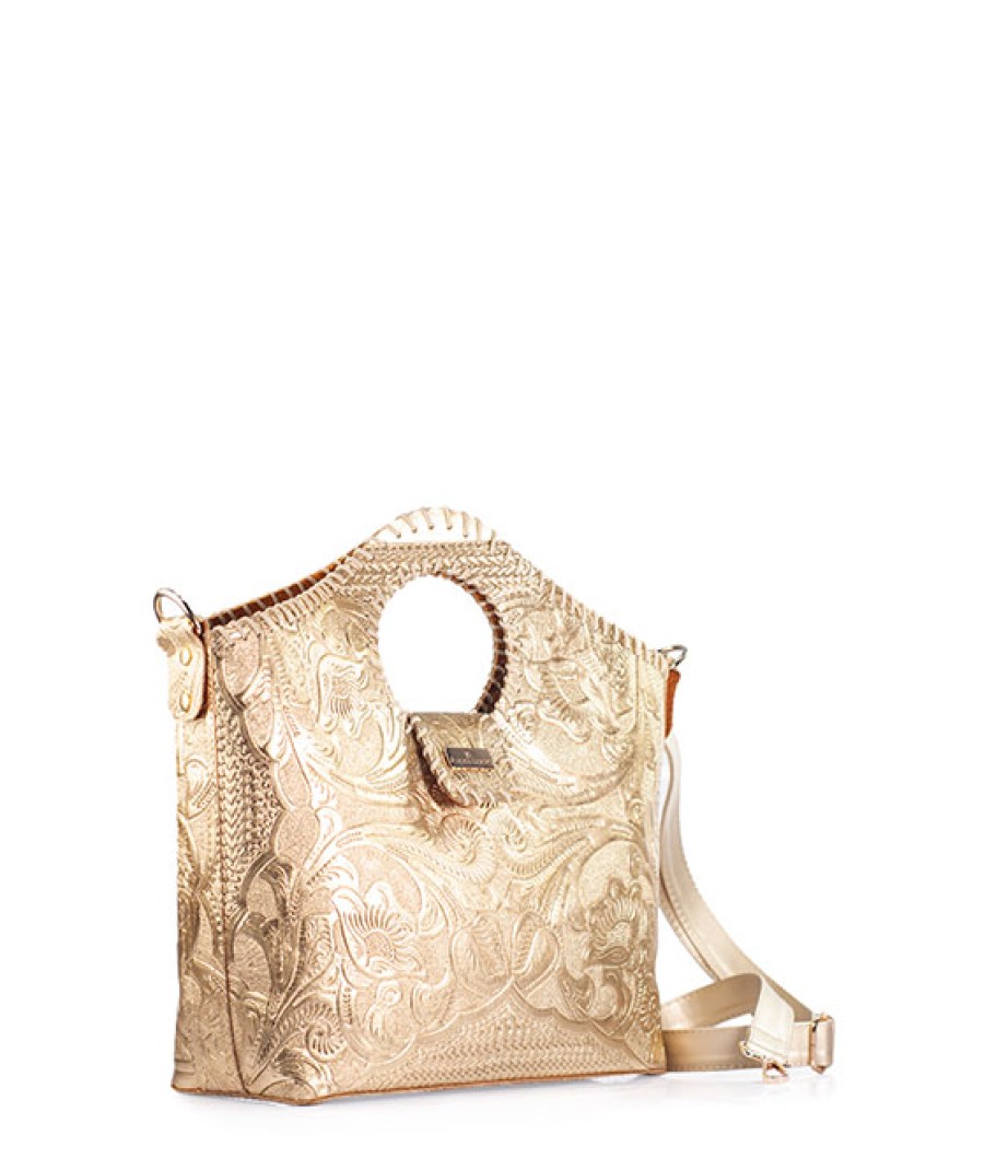 Bags Angel Lozano | Teresa Engraved Leather Gold