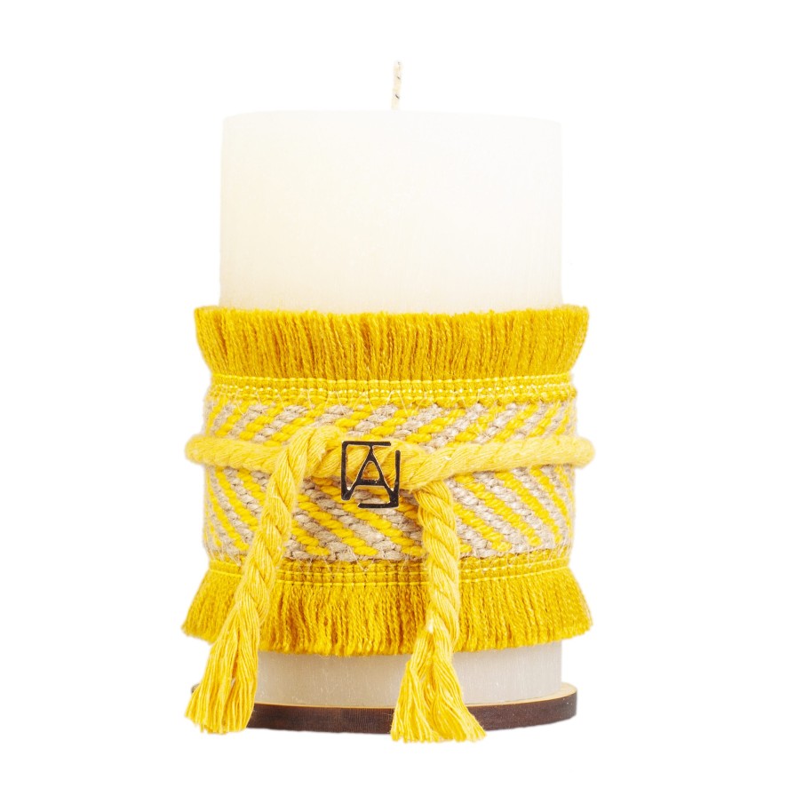 Velas Angel Lozano | Large Mustard Woven Jute Aromatic Candle