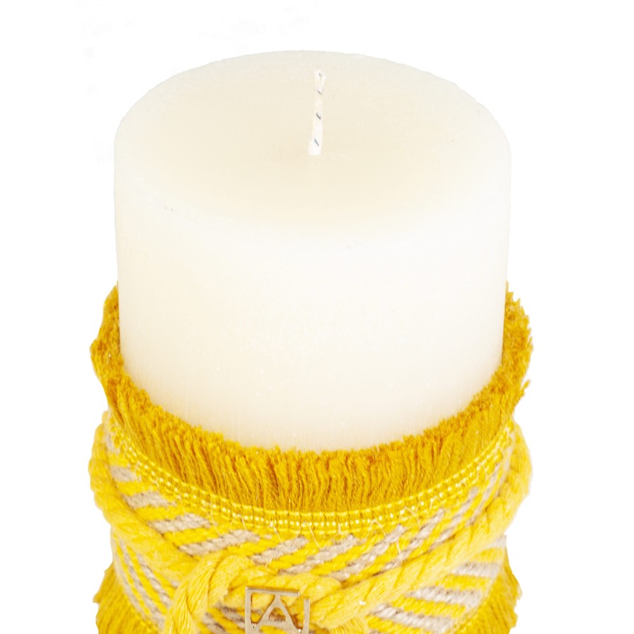 Velas Angel Lozano | Large Mustard Woven Jute Aromatic Candle