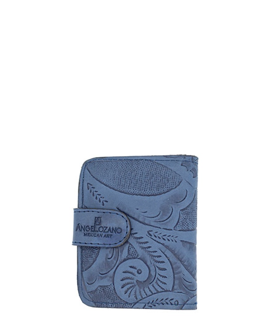 Accessories Angel Lozano | Blue Engraved Leather Card Holder