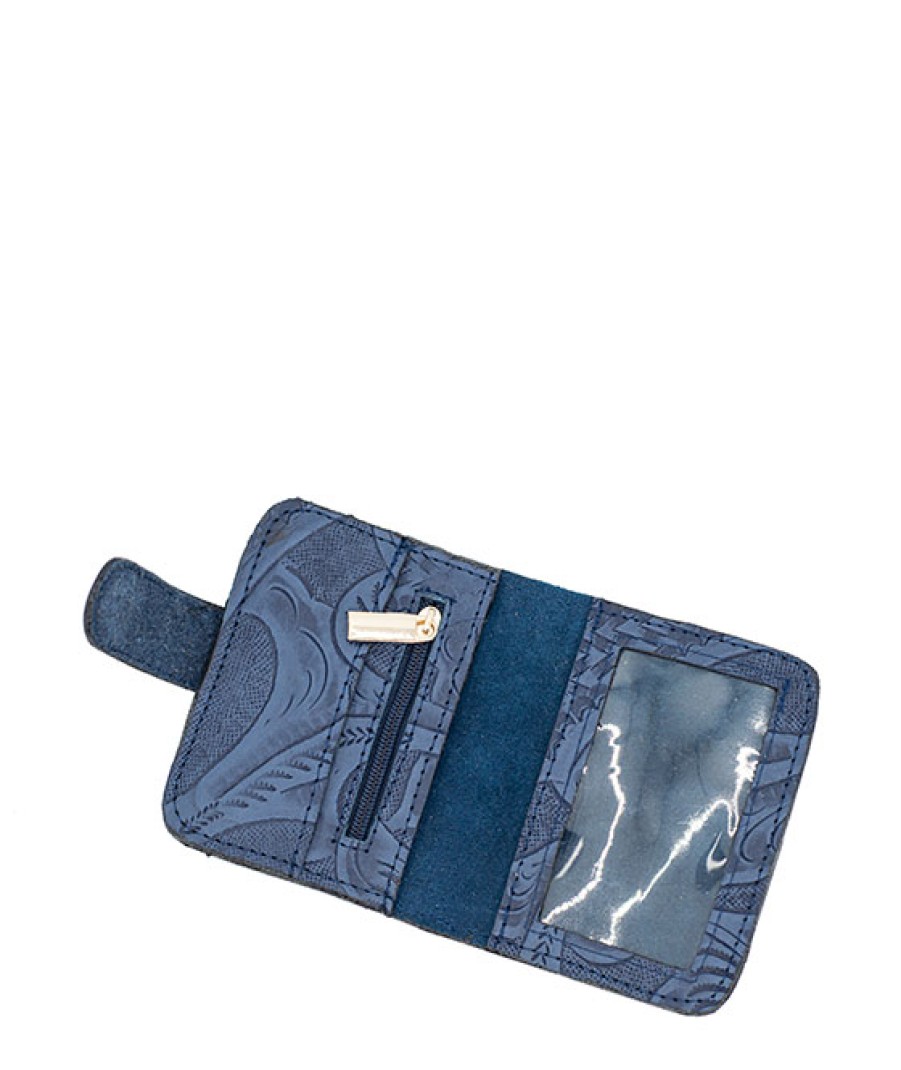 Accessories Angel Lozano | Blue Engraved Leather Card Holder