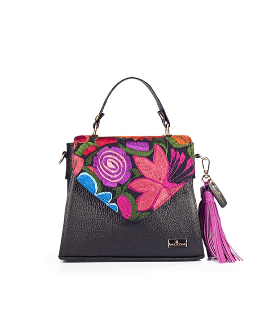 Bags Angel Lozano | Ely Leather Loom Flowers Black