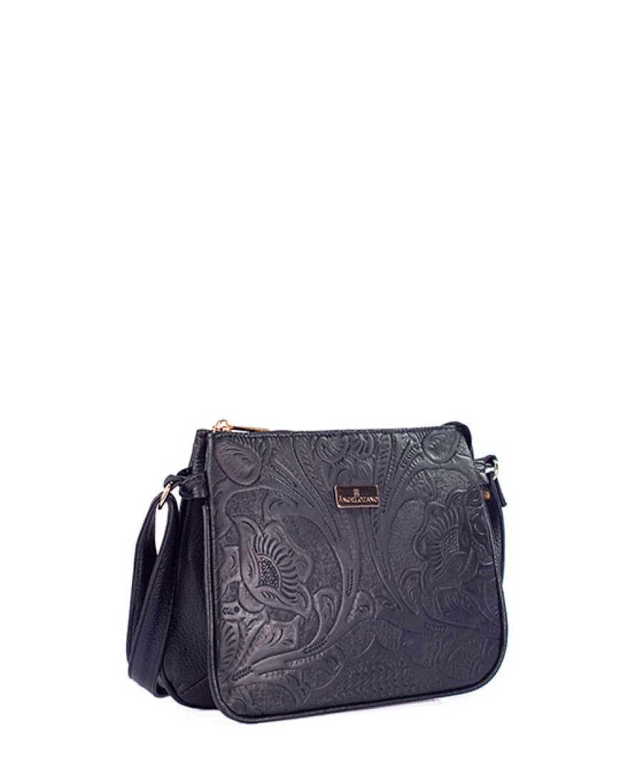 Bags Angel Lozano | Jaqueline Engraved Leather Black