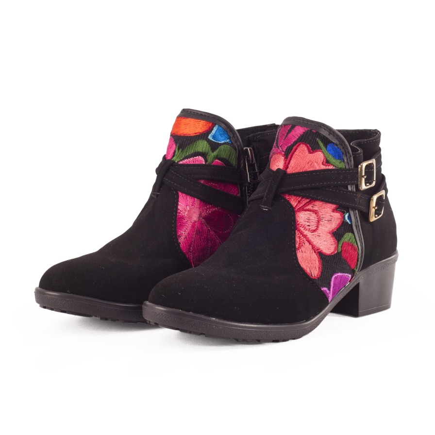 Bags Angel Lozano | Ankle Boots Suede Flowers Loom