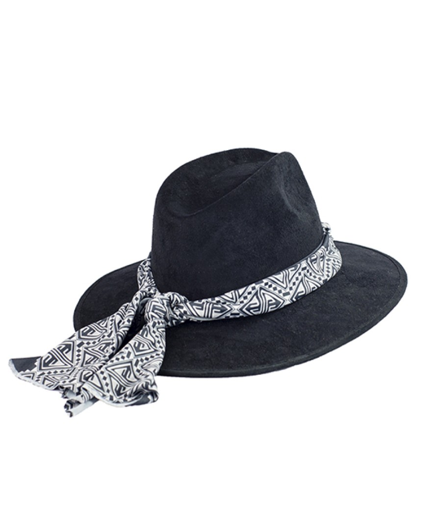 Accessories Angel Lozano | Black Printed Suede Hat