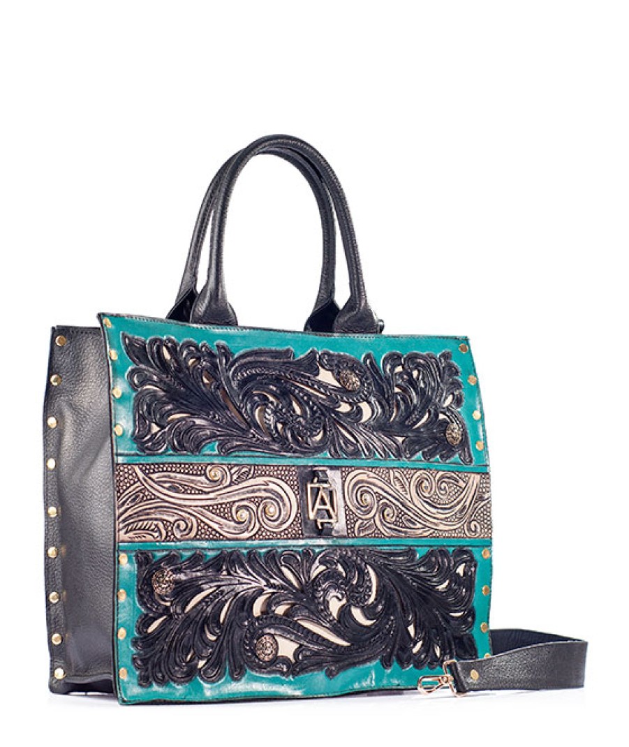 Bags Angel Lozano | Debora Chiseled Leather Black / Green