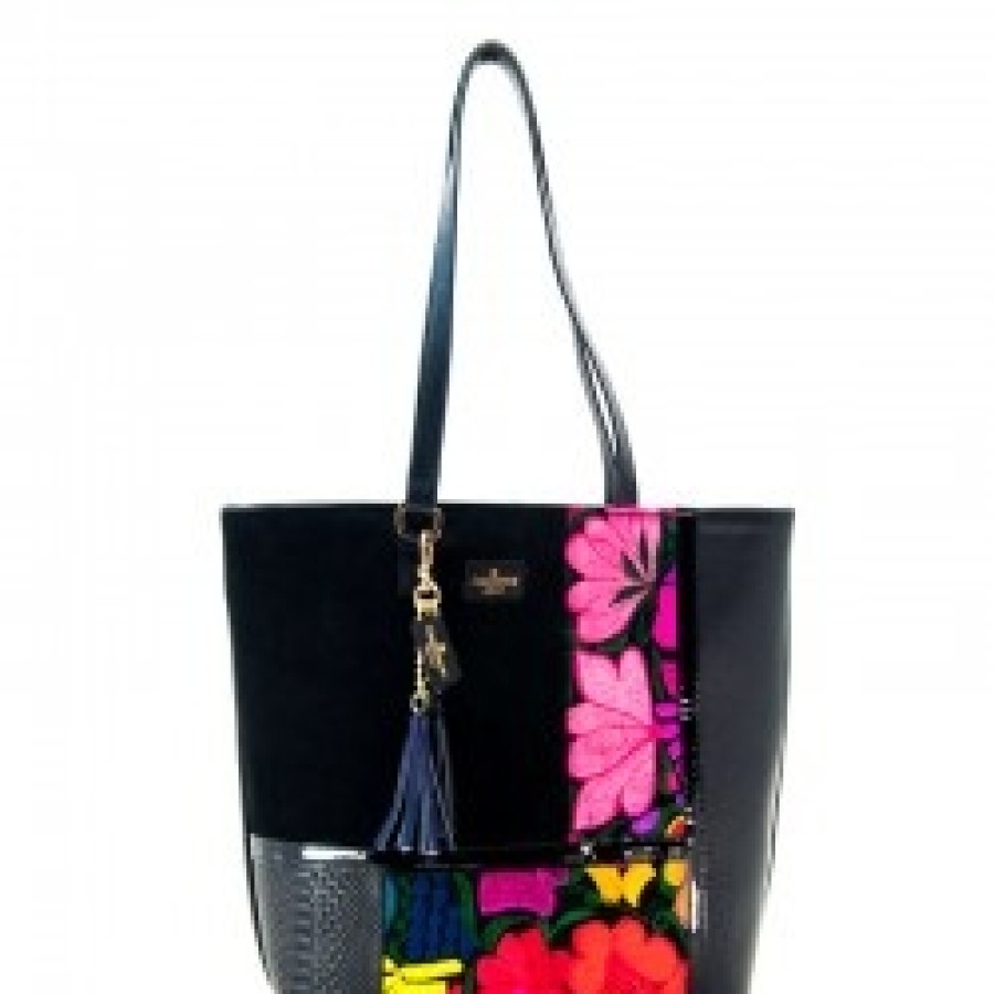 Bags Angel Lozano | Victoria Leather Loom Flowers Black