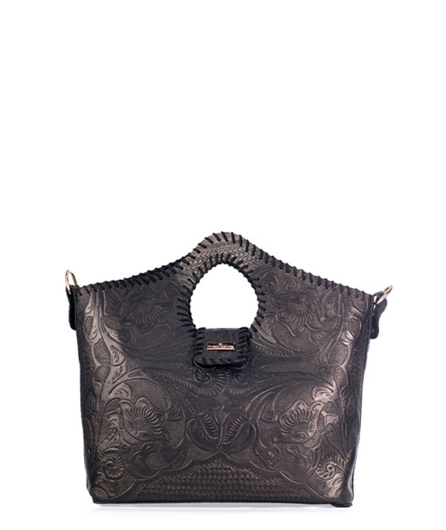 Bags Angel Lozano | Teresa Engraved Leather Black