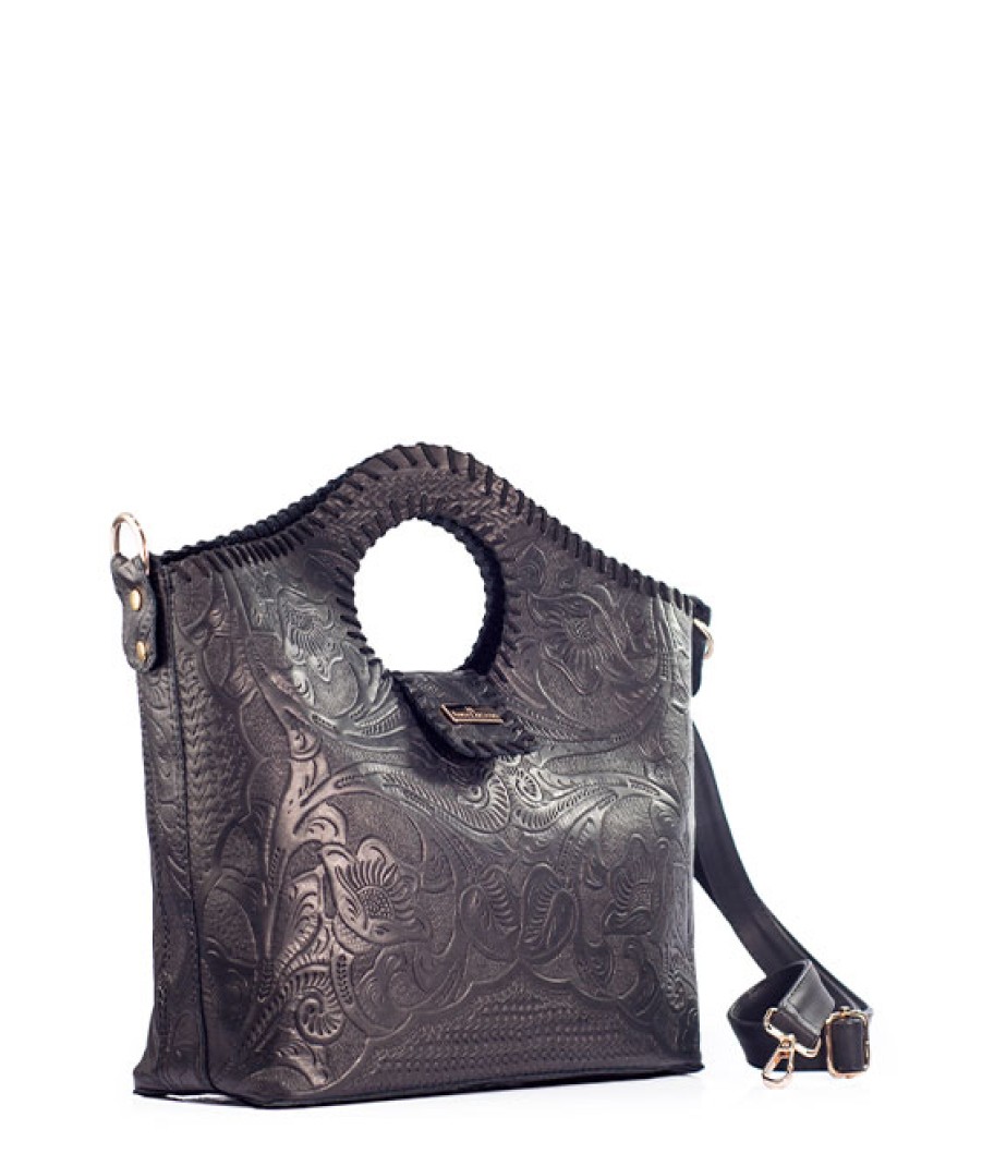 Bags Angel Lozano | Teresa Engraved Leather Black