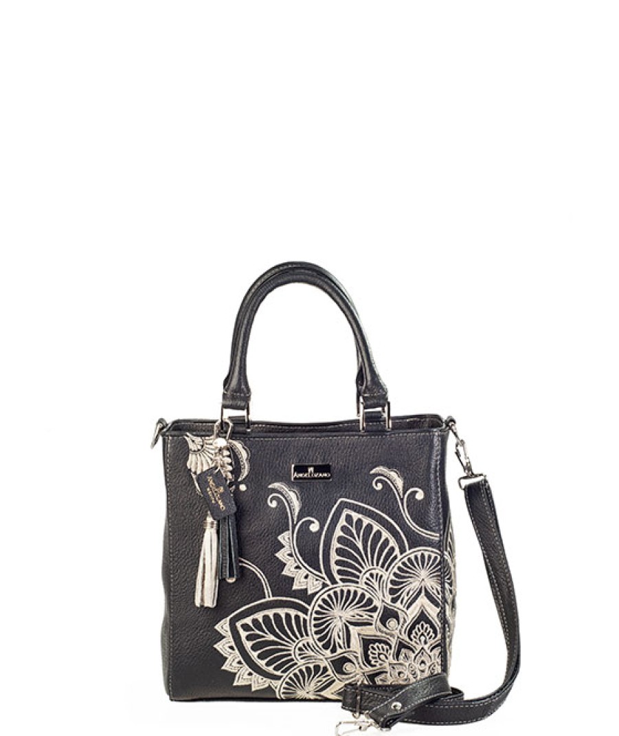 Bags Angel Lozano | Pilar Leather Embroidery Mandala Black