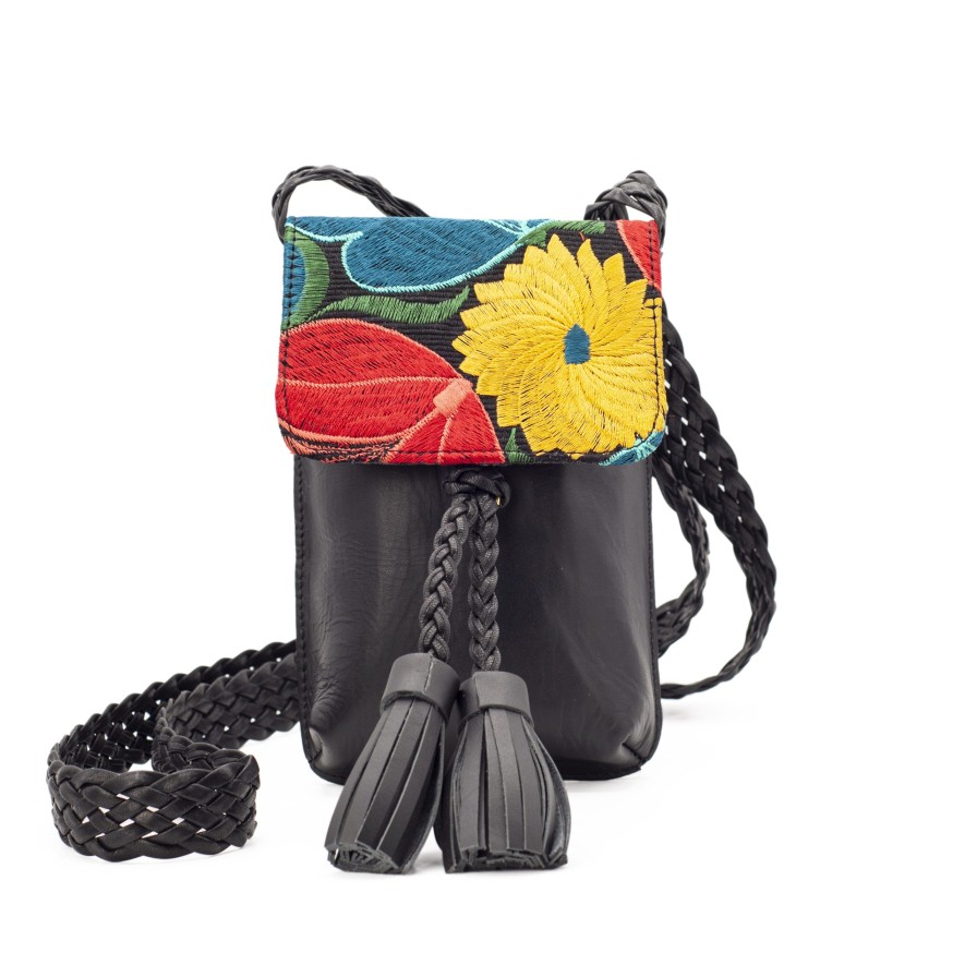 Accessories Angel Lozano | Brenda Leather Loom Flowers Black